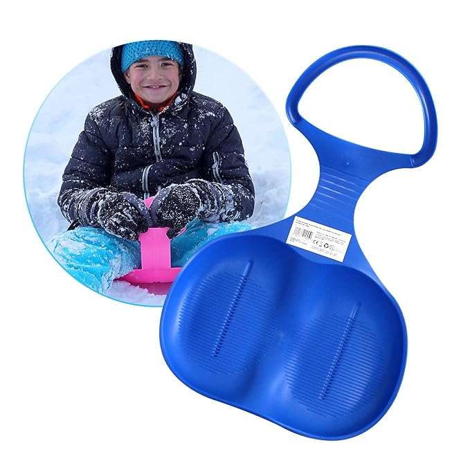 Eaxus® Kinder Schlitten Schneeflitzer/Schneerutzscher ?? mit Handgriff. Rutschteller zum Rodeln, Blau