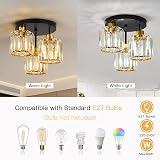 FORCOSO Ceiling Light 3 Light Black Gold Crystal E27 Living Room Bedroom view 3