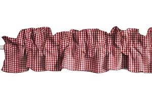 Zen Creative Designs Cotton 1/8 Inch Gingham Checkered Print Sleeve Topper Window Valance Top Bottom Ruffle Home Décor Bedroom Nursery Kitchen Window (58" Wide x 5" Tall, Red)