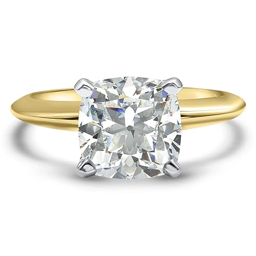 Amazon Com Moissanite Solitaire Ring Cushion Cut Wedding