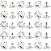 UNICRAFTALE 30pcs 304 Stainless Steel Stud Earrings with Loop Bohemian Hollow Flat Filigree Earrings Posts with Hole Ear Nuts Metal DIY Earring Accessories for Earring Jewelry Making