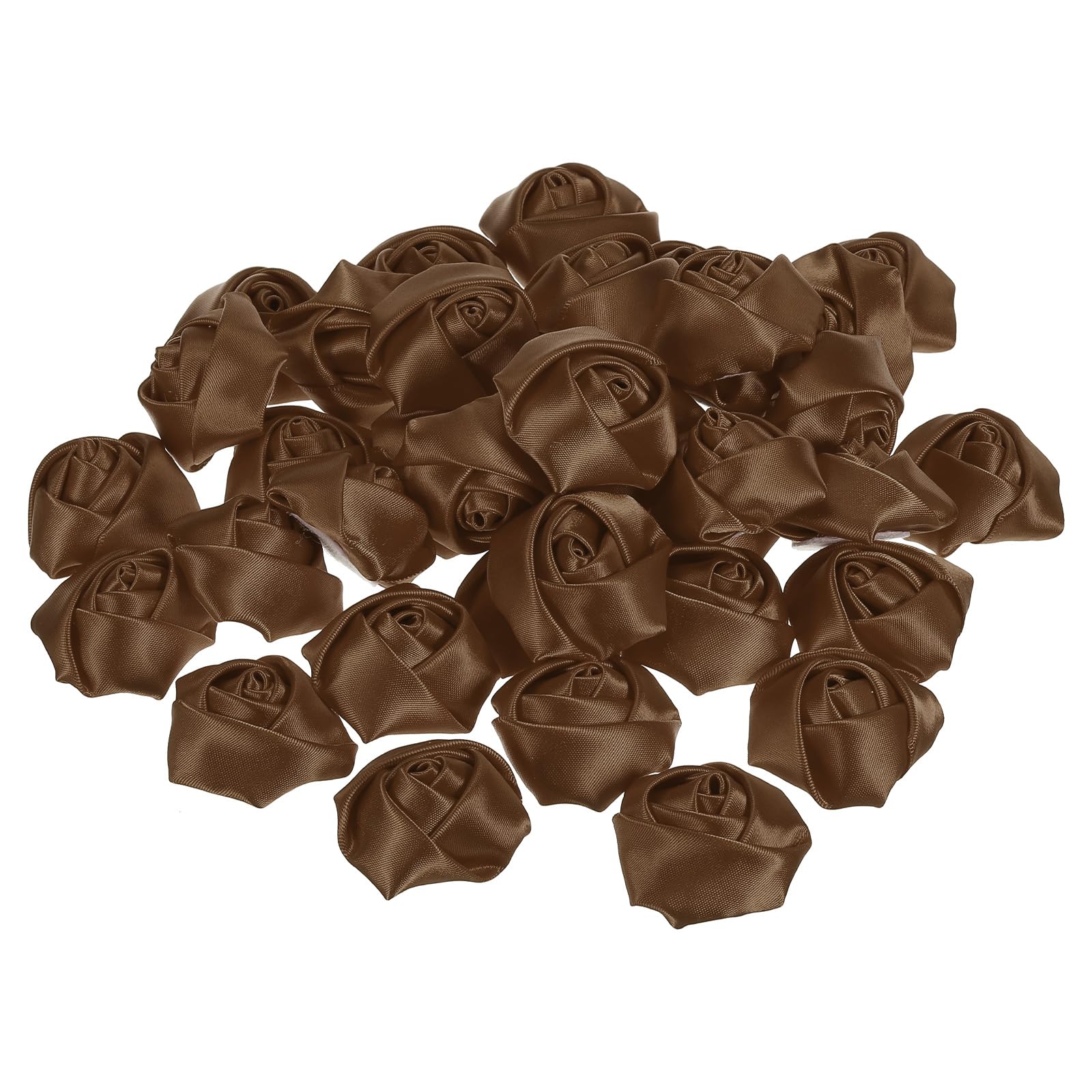 PATIKIL 1.6" Satin Ribbon Roses, 20 Pack Artificial Flowers Roses Heads Handmade Fake Flowers Fabric Flowers for Crafts Wedding Bouquet, Brown