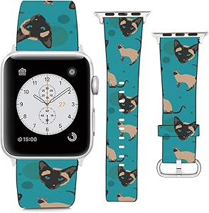 Compatible with Apple Watch Wristband 38mm 40mm, (Siamese Cat) PU Leather Band Replacement Strap for iWatch Series 5 4 3 2 1