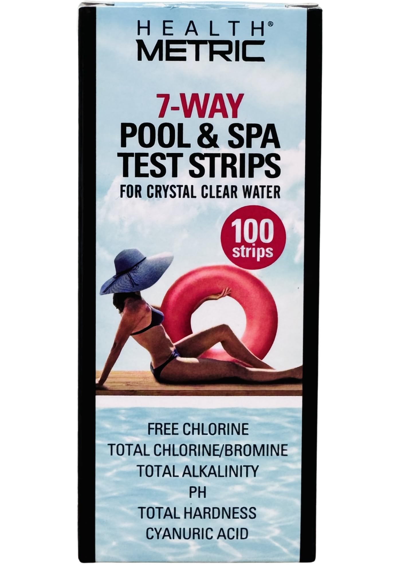 UKDD® Hot Tub, Pool and Spa Test Strips 7 way Measures Chlorine, PH and Total Alkalinity for crystal clear water (100Strips Pack)