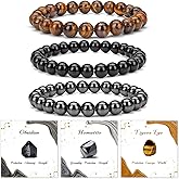 Pendlixy 3PCS Healing Crystal Bracelets for Women Men 8mm Natural Stone Beaded Stretch Bracelet Handmade Gemstone Reiki Spiritual Jewelry Gifts