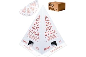 MERHOFF & LARKIN 60-Pack Do Not Stack Pallet Cones for Shipping Pallets | Trilingual, Water-Resistant & Glare-Resistant Cardboard | 10x8x8 in. Cone | Warehouse, Product, Box & Carton Protection | Industrial Use