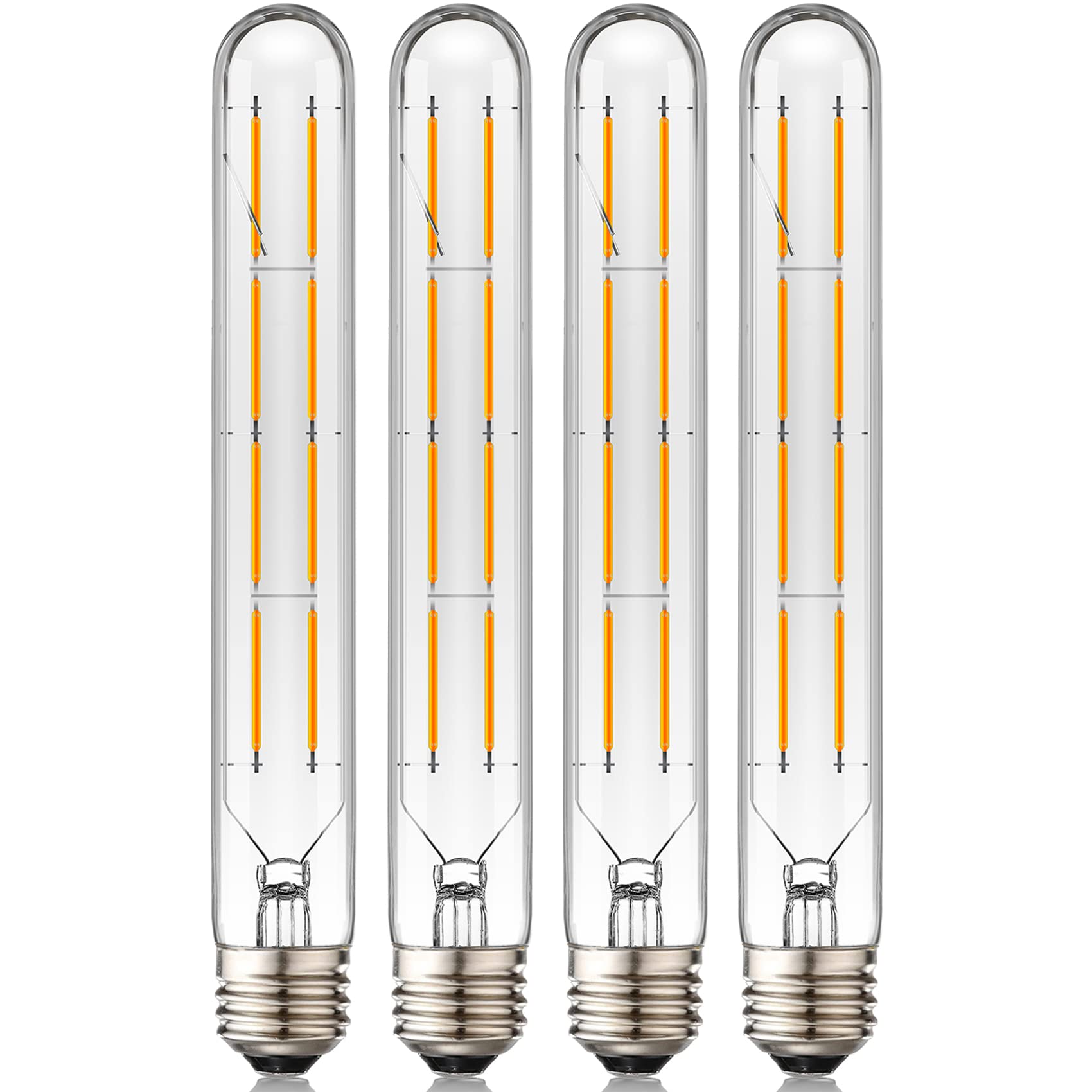 Photo 1 of Dimmable 8W T10 LED Bulbs Warm White 2700K E26 8.9inch Long Tubular Light Bulb 75 Watt Vintage Edison LED Filament Bulb 800lm E26 Base Tube Bulb,Pack of 4