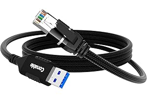 CONABLE USB to Ethernet Cable 6 FT, USB 3.0 Type A to RJ45 Cable, USB to Network Internet LAN Adapter, Gigabit, Directly Connected, Aluminum, Braided, Compatible with Laptop, PC, Switch and More