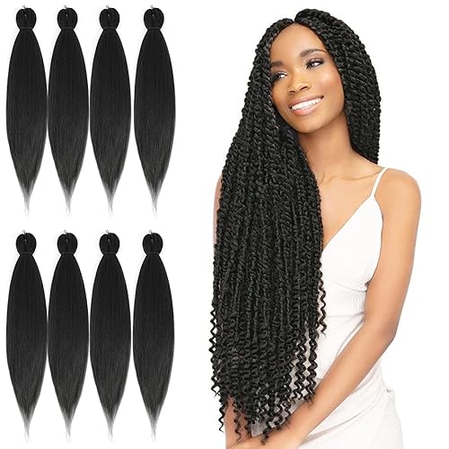 Braiding Hair Extensions, Long 22 Inch 8 Packs Synthetic Pre Stretched Braiding Hair Extensions For Braids (22inch,2#)