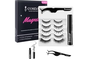 Magnetic Eyelashes with Eyeliner - Magnetic lashes with Applicator Kit - Best Reusable 8D, 3D Look False Eyelashes - Natural 