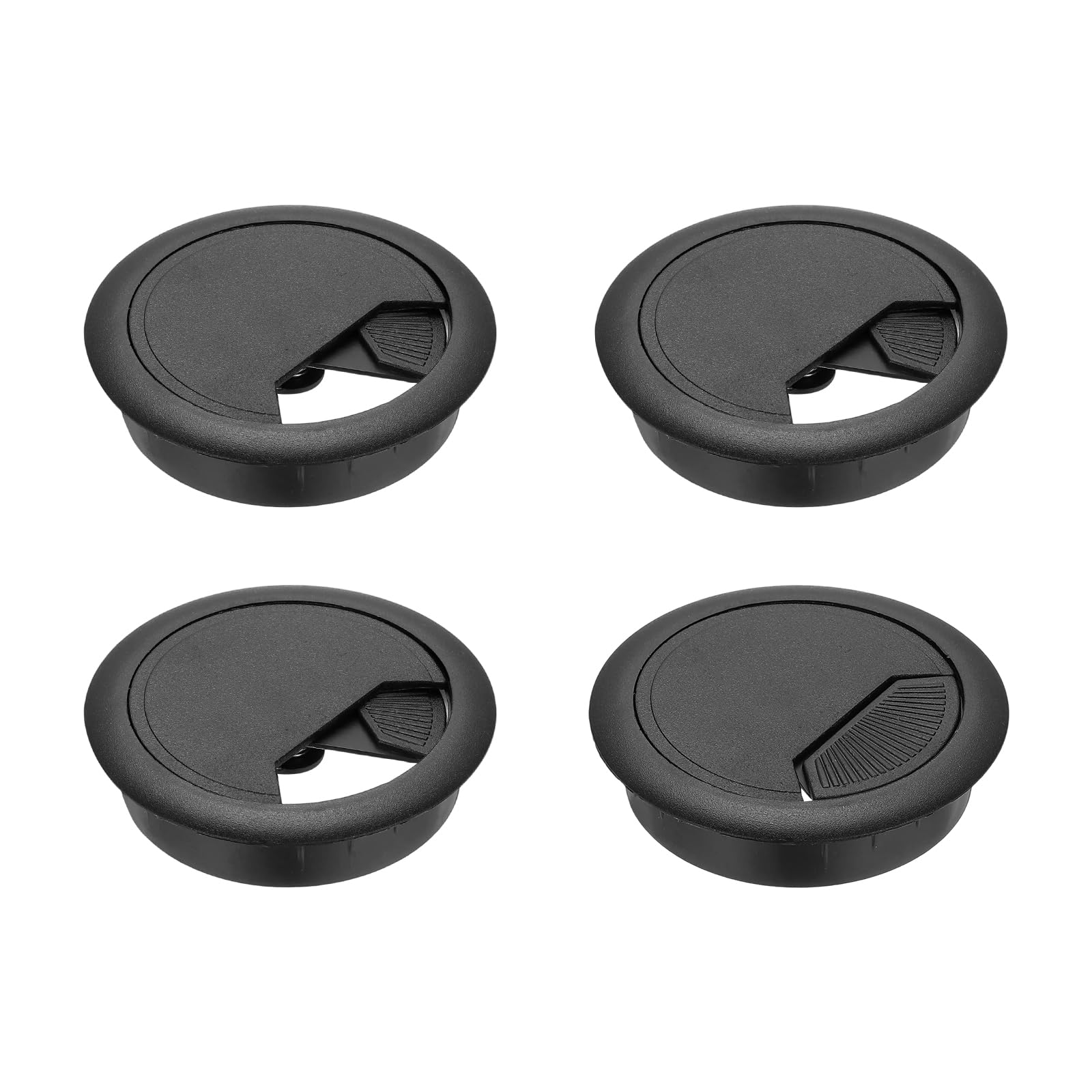 Photo 1 of PATIKIL Desk Grommet 2.4", 4 Pcs Plastic Desk Hole Cover Cable Grommet Cord Hole Cover Table Wire Organizer for Home Office Wires Cables Through The Countertop, Black