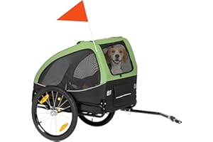 PawHut Dog Bike Trailer, Pet Cart Bicycle Wagon with 20" Wheels and Ventilated Windows, Portable Dog Trailer for Small Medium