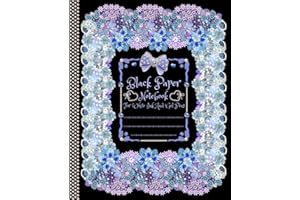 Black Paper Notebook For White Ink and Gel Pens: College Ruled Coquette Aesthetic Composition Journal I Elegant Floral White Lined School Supply With Adorable Girly Decors I Cute Gift
