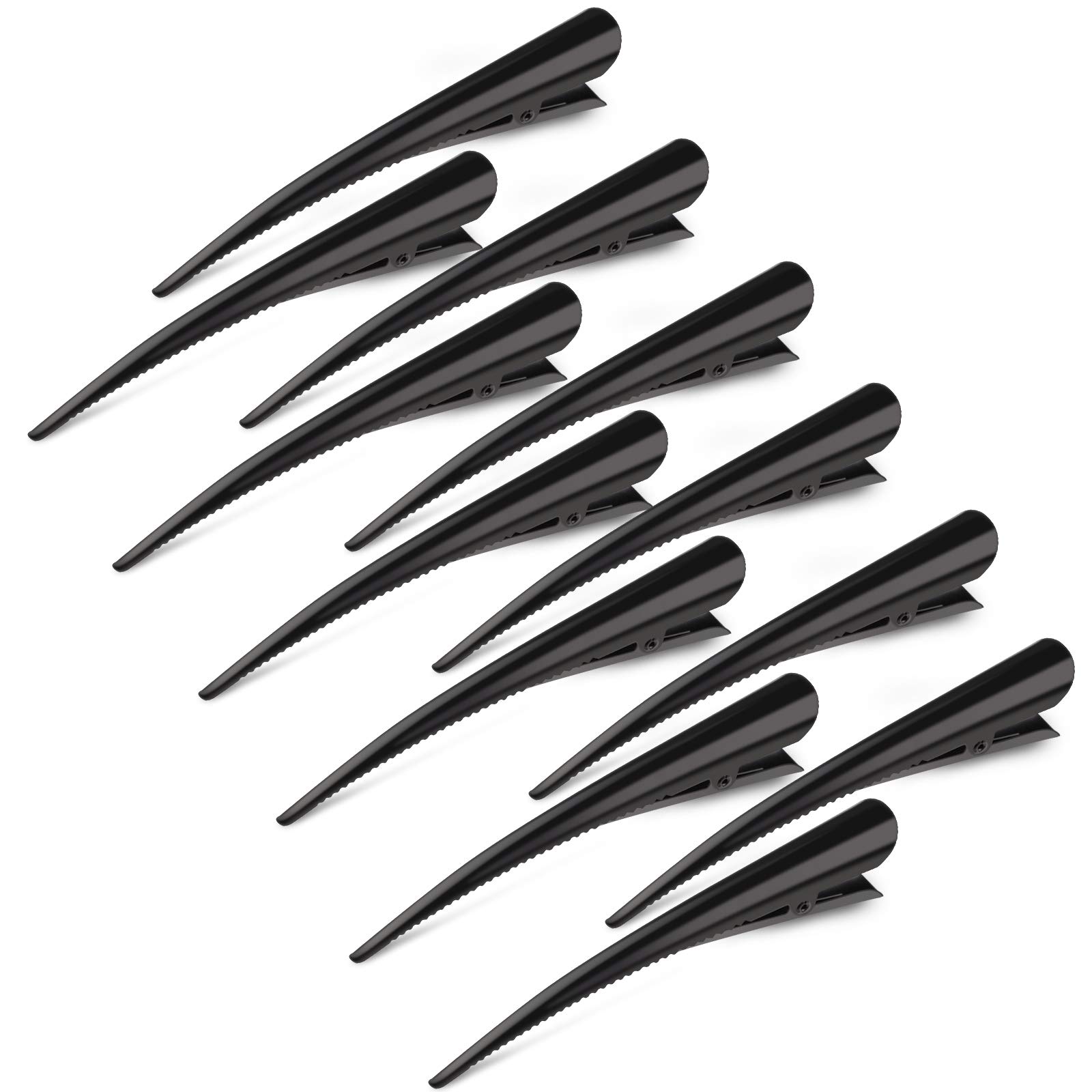 Photo 1 of 12 Pack Alligator Hair Clips for Styling Sectioning Salon Hairstyle, GLAMFIELDS 5 inch Non-Slip Black Duckbill Metal Teeth Clips for Women Girls Thick Hair
