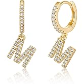 M MOOHAM Valentines Gifts for Kids Girls - 925 Sterling Silver Post Hypoallergenic Small Huggie Hoop Earrings Gold Plated Cubic Zirconia Initial Earrings Jewelry