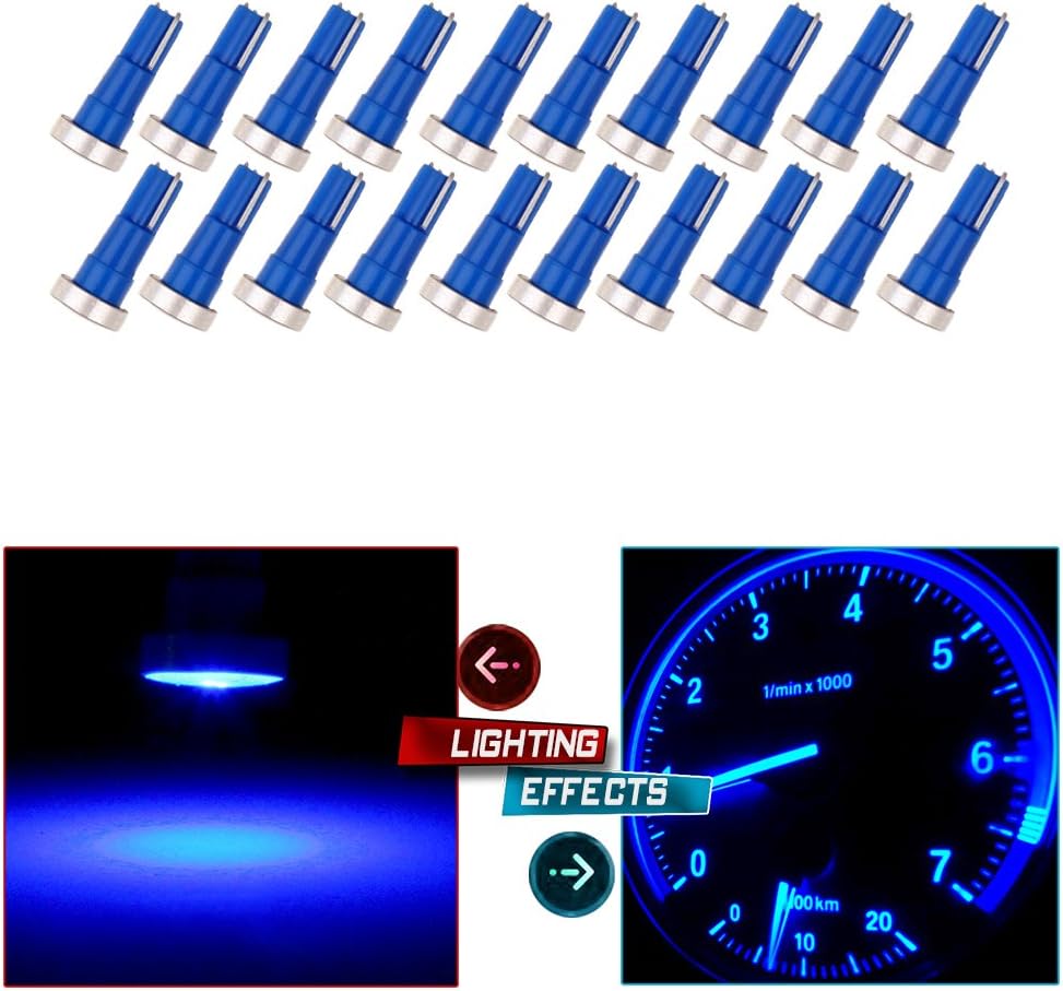 cciyu 20Pcs High Power T5 LED Car Wedge Dashboard Instrument Panel Cluster Dash LED Bulbs Light Lamp Blue