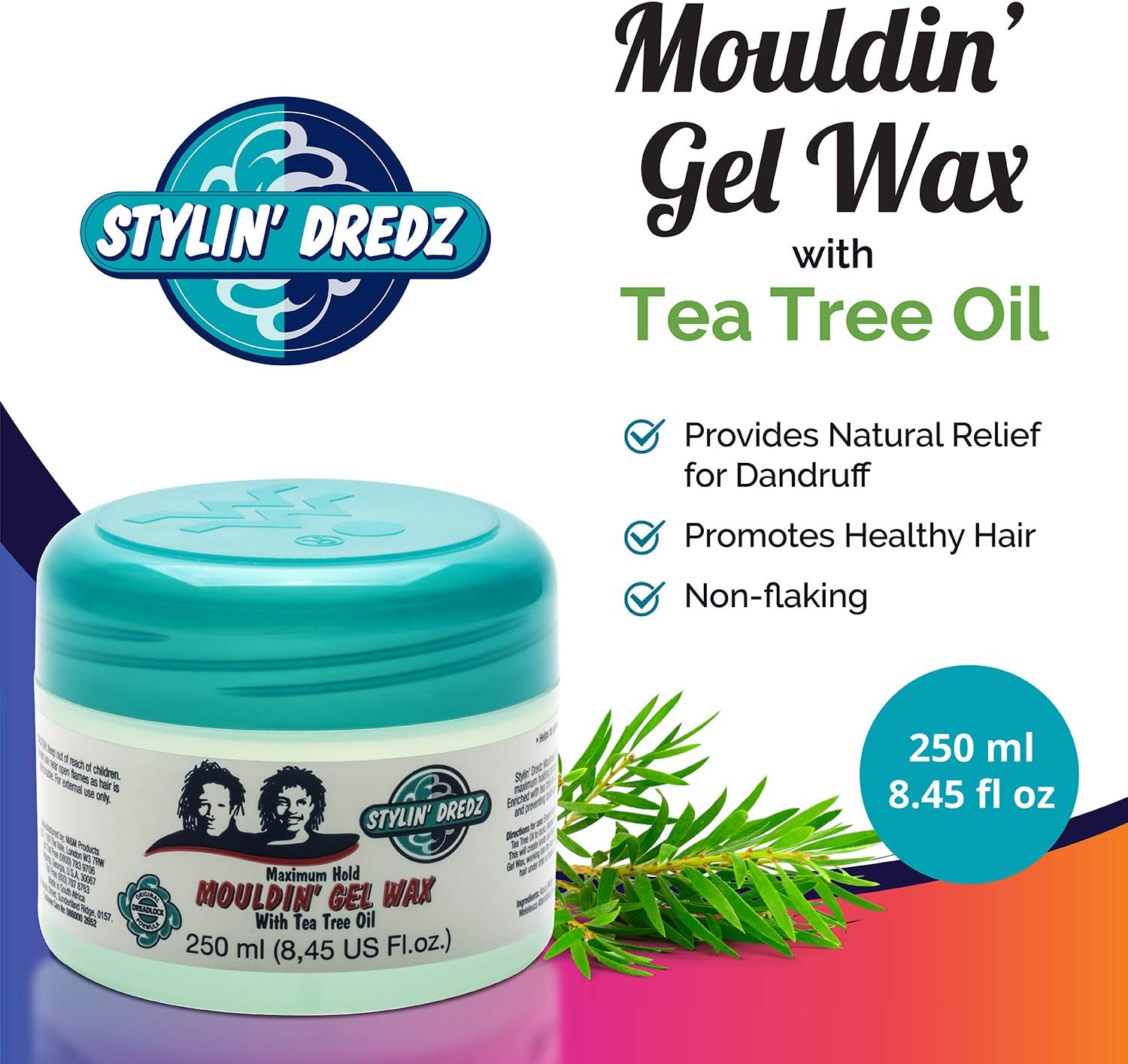 Stylin' Dredz Moulding Strong Maximum Hold Gel Wax with Tea Tree Oil Hair Care for Dreadlocks 250ml (2 pack) - Image 4