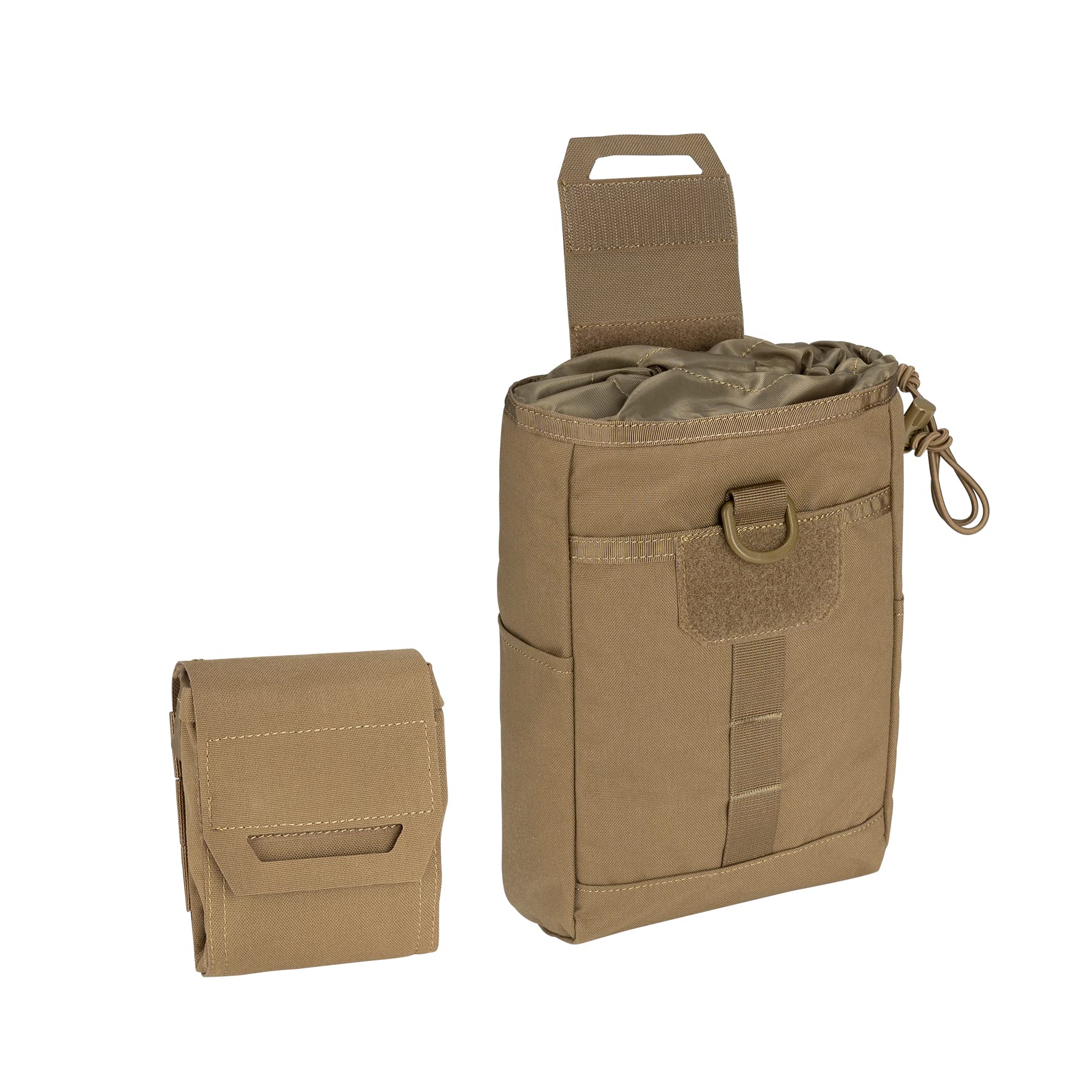 IDOGEAR Molle Dump Pouch Tactical Molle Pouches Foldable Drawstring Mag Pouches for Battle Belt Vest Plate Carrier Backpack Utility Folding Dump Pouch Waist Bag (Coyote Brown)