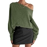 Saodimallsu Womens Off The Shoulder Sweater Long Sleeve Boat Neck Pullover 2025 Casual Trendy Loose Knit Tops