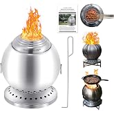 CHANGE MOORE Spherical Smokeless Fire Pit, 3-Stage Burn w/Grill Grate