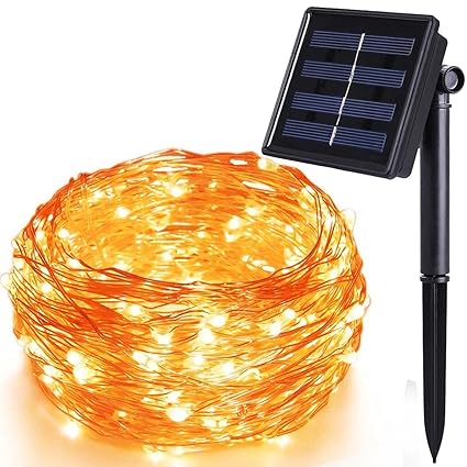 Solar Lichterkette, 200 LED Lichterkette mit 22M Kupferdraht 8 Modi IP65 Wasserdicht für Garten, Terrasse, Balkon, Party - Wa
