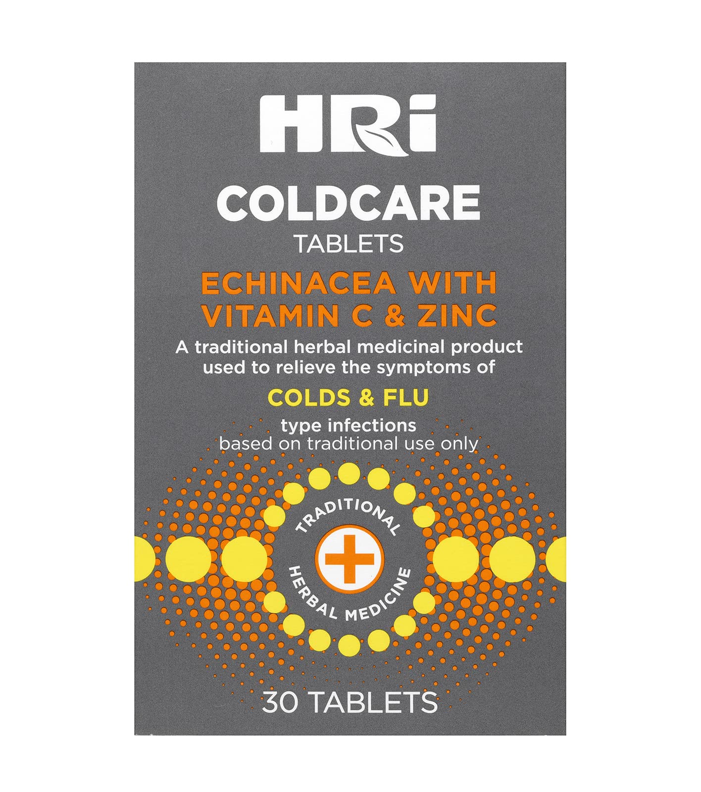 HRI ColdCare Immunity 30 Tablets - Echinacea, Plus Vitamin C and Zinc to Relieve the Symptoms of Colds and Flu Type Infections. 1 Pack