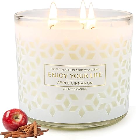 Amazon Com Scented Candles For Home Scented 14 5oz Large Aromatherapy Candles With 125 Hour Long Lasting Valentines Day Party Thanks To Her Soy Candles 3 Wick Glass Jar Candles Home With Fragrance Cinnamon