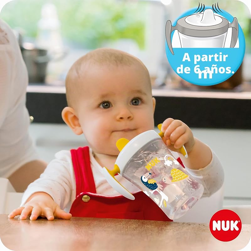 Aprenda a beber caça com treinador, aprendiz (mais de 6 meses), copo mágico 360° (8 meses a partir do jogo) e copo de ação para crianças pequenas (12 meses +), 230 ml, sem BPA, gato amarelo
