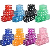48 Pieces Casino Dice Set: 19mm Large Dices Standard Game Acrylic 8 Sided Colored Dice Bulk for Casino Theme Party Board Games Vegas Birthday Math