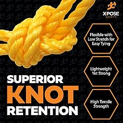 Yellow Twisted Polypropylene Rope, 1/4" Thickness x