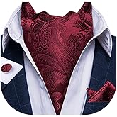 DiBanGu 3PCS Ascot Ties for Men Wedding Jacquard Woven Silk Ascot Cravat for Men Cravat Tie and Pocket Square Set