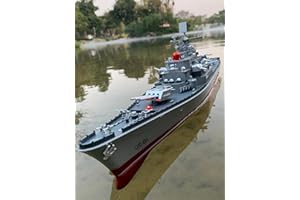 23.6" Inch Remote Controlled Warship Battleship10km/h 4WD 2.4G RC Controlled Ship 1:390 Scale On Water Lakes Pools Exhibits M