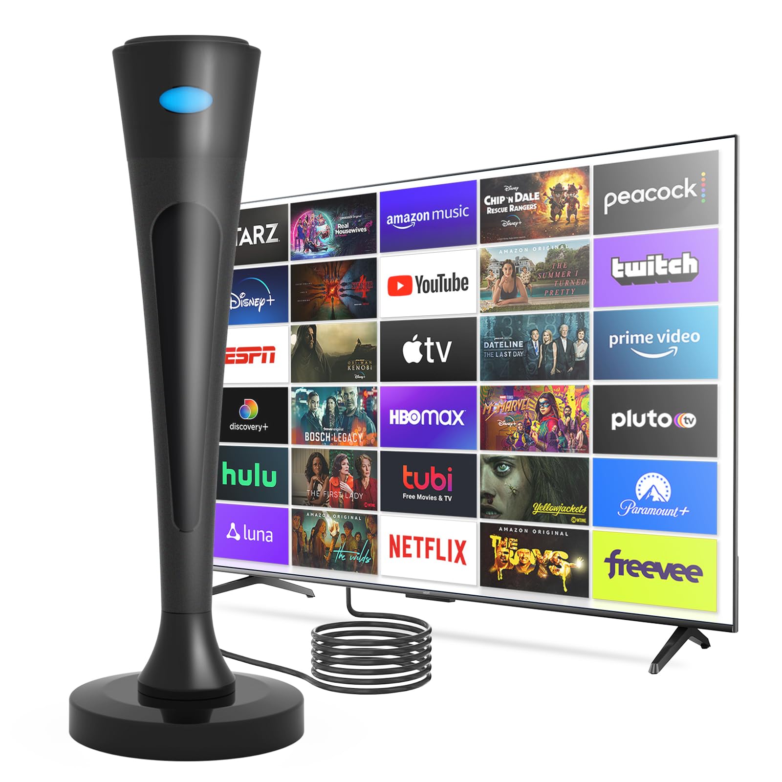 Photo 1 of 2025 Antenna for Smart TV for Local Channels,TV Antenna Indoor for Long Range Reception, Digital Antenna for Easy Installation and All Smart/Old TVs, Supports 4K 1080P HD VHF UHF