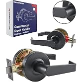 OAKMOORE Commercial Door Handle Black - Grade 2 Lockset - Door Lever Schools Offices Industrial UL CUL &amp; ADA &ndash; ANSI A156.2 (Passage (No Keys))