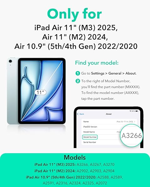 ESR FOR IPAD AIR 11 INCH CASE M3/M2 (2025/2024), IPAD AIR 5TH/4TH GEN CASE (2022/2020) 10.9 INCH, REMOVABLE MAGNETIC COVER, ADJUSTABLE PORTRAIT/LANDSCAPE STAND, 9 STANDING ANGLES, LIGHT PURPLE