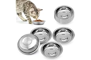 MICOSIM 12 PCS Stainless Steel Cat Bowl - Shallow Wide Flat Cats Food Bowls,Metal Kitten Dishes Whisker Friendly Fatigue Relief,Replacement Basic Kitty Plates for Elevated Stand,Dishwasher Safe…