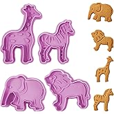 4 Pack Animal Cookie Cutters, Zoo Animals Cookie Cutters Fondant Biscuit Mould Sugarcraft Cake Decoration Baking Mold Crackers Cutter Tools 4 Shapes Lion Giraffe Zebra Elephant Purple