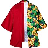 Tanjirou Zenitsu Giyuu Cosplay Costume Anime Robe Color Block Uniform Cardigan Top Jacket