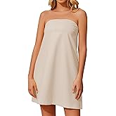 Meladyan Women’s Summer Tube Dress Strapless Backless Mini Tube Dress Smocked Cut Out Relaxed Mini Dresses with Pockets