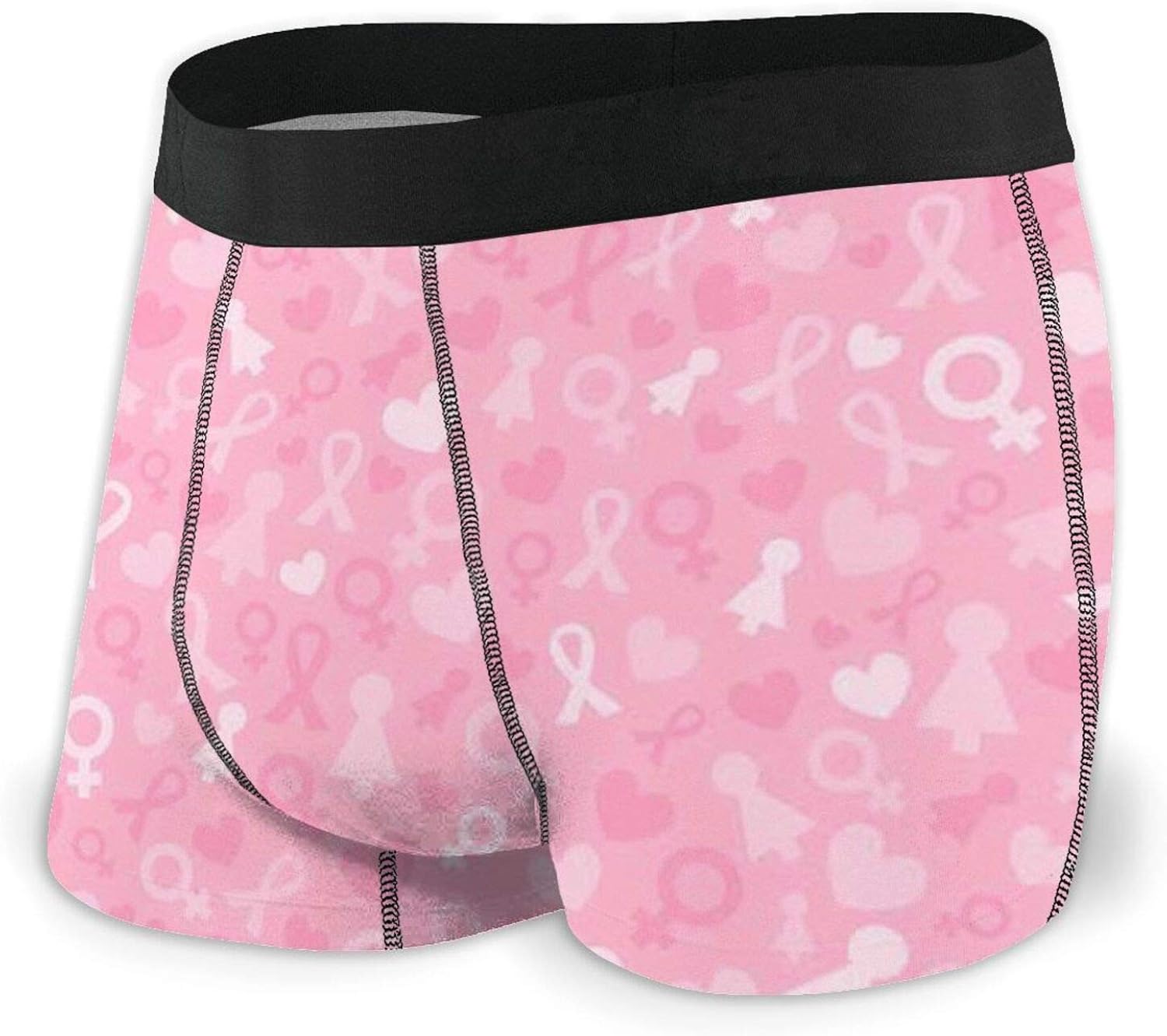 Light Pink Ribbon Mens Boxer Briefs Comfortable Breathable Underwear