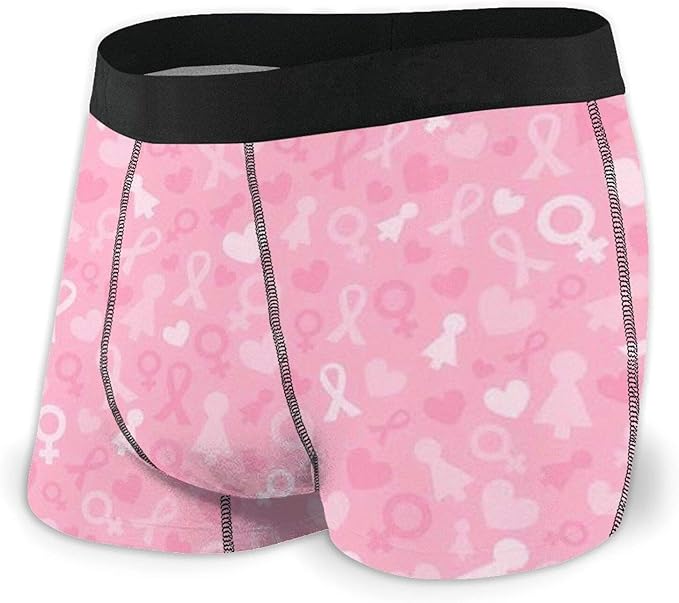 Light Pink Ribbon Mens Boxer Briefs Comfortable Breathable Underwear
