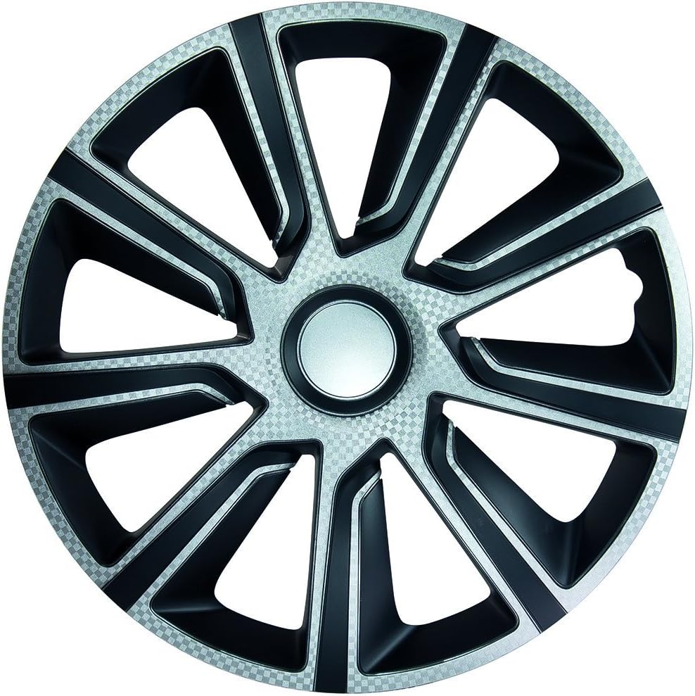Brand new car 13" 14" 15'' 16'' Veron Carbon Silver&Black wheel trims/hub caps full set of 4 (16 Inches)