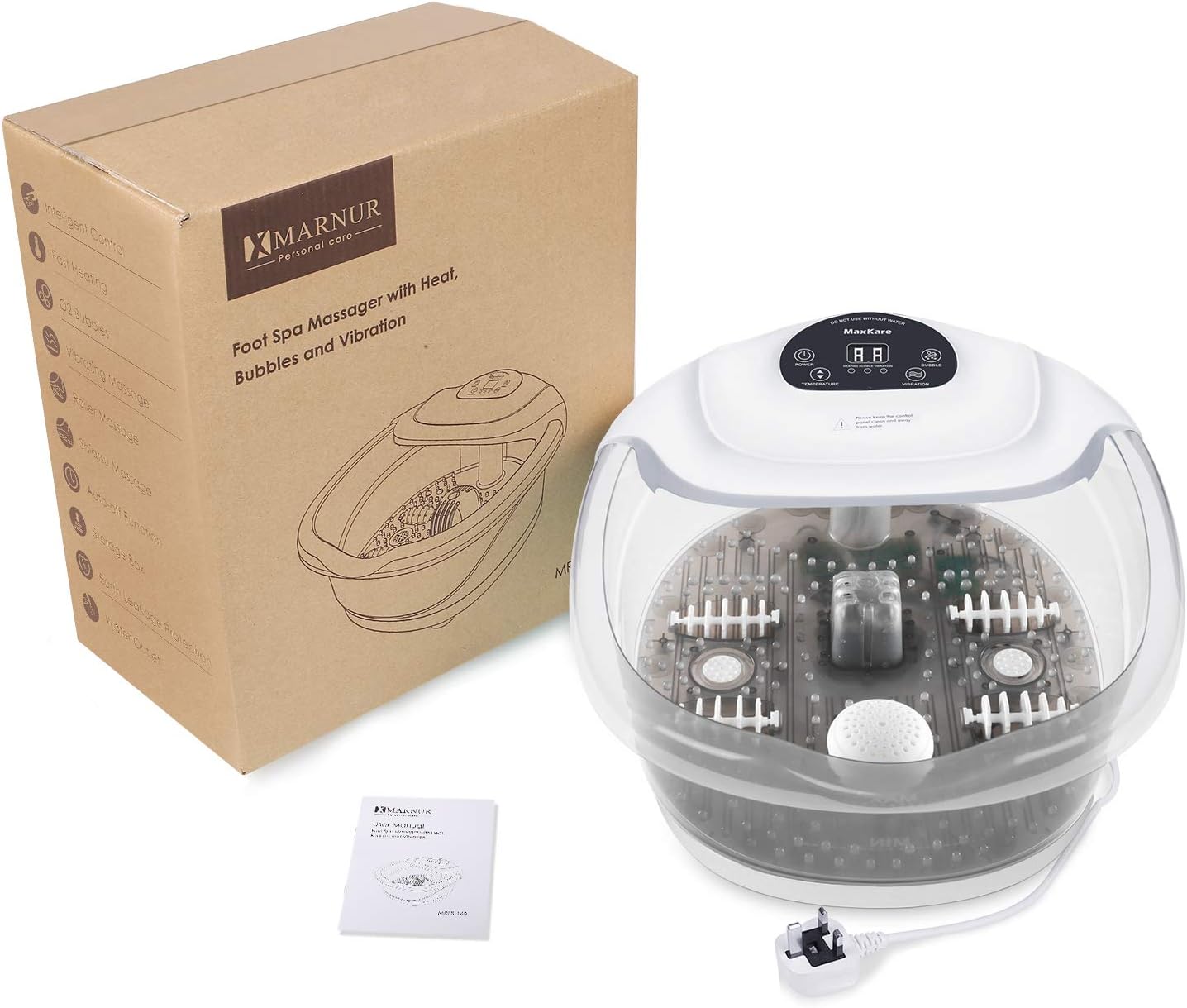 Foot Spa/Bath Soaker with Heat Bubbles Vibration and Massage Pedicure Manually Massager Professional Home Tired Feet Stress Relief: Health & Personal Care
