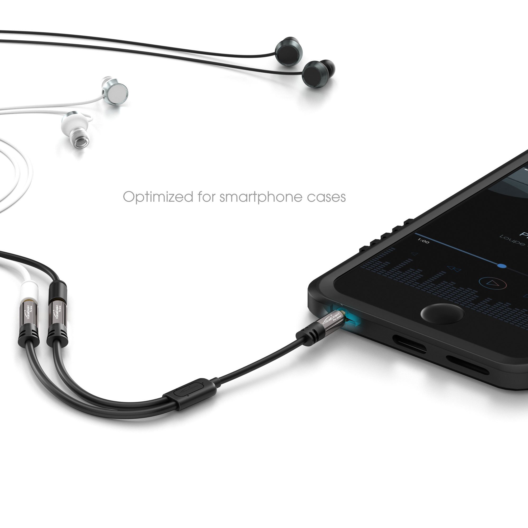 Y Stereo Splitter (1 x 3.5mm Male to 2 x 3.5mm Female, PRO Series) supports (Produces Equal Audio Output for Headphones, Earphones, and Speakers) by KabelDirekt