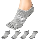 Soxsense No Show Toe Socks Premium Cotton for Women, Align Toes Five Finger Liner Low Cut Thin Socks for Bunion, (4 Pairs)