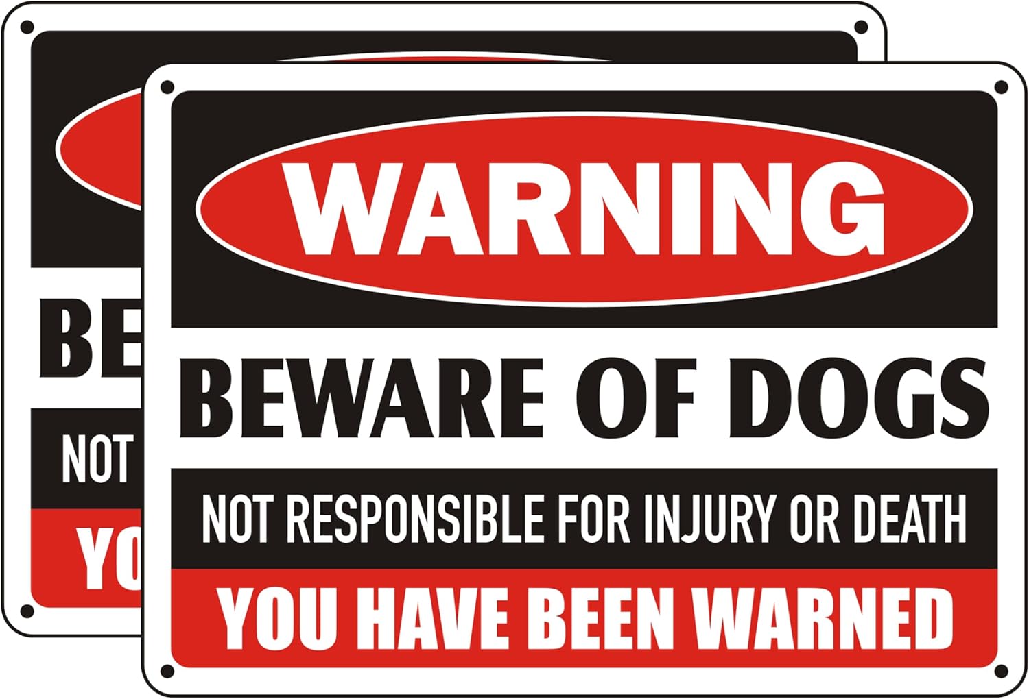 Yard Signs - Beware of Dog Sign, (2 Pack) Not Responsible For Injury or Death Warning Dogs Sign for Fence and Yard, Reflective Aluminum Metal Sign for Indoor and Outdoor Use, UV Protected and Weatherproof (10 x 7 inches)