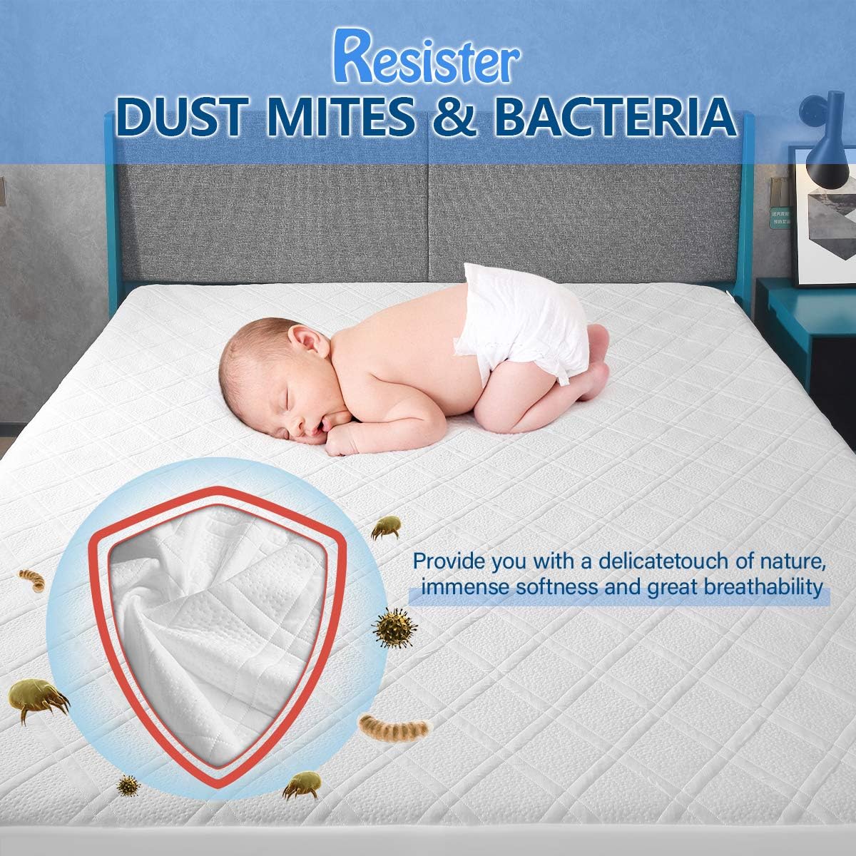 Ladysoft Queen Size Bamboo Mattress Protector 100% Waterproof Mattress Pad Cover,3D Air Fabric,Breathable Smooth Soft Cover,Vinyl Free: Home & Kitchen