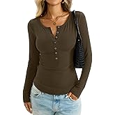 EasyGala Womens Henley Long Sleeve Shirt Cotton Ribbed Crewneck Tops Sexy Button Down Tee Layering Basic Fitted T Shirts 2026