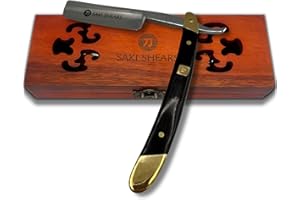 Saki Shears Professional Straight Razor for Men - Barber Shaving Razor - Wood Handle, Stainless Steel Blade (Togari)