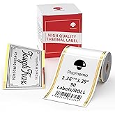 Phomemo Thermal Labels for M220/M250/M221 Label Maker, 2.36"x3.39"(60x86mm), 90 Labels/Roll, for Halloween, Barcode, Address, Name, Logo, DIY, Home Tag, Gold Linear Border